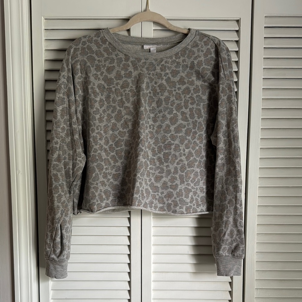 Colsie Gray Cropped Long Sleeve Sweatshirt
